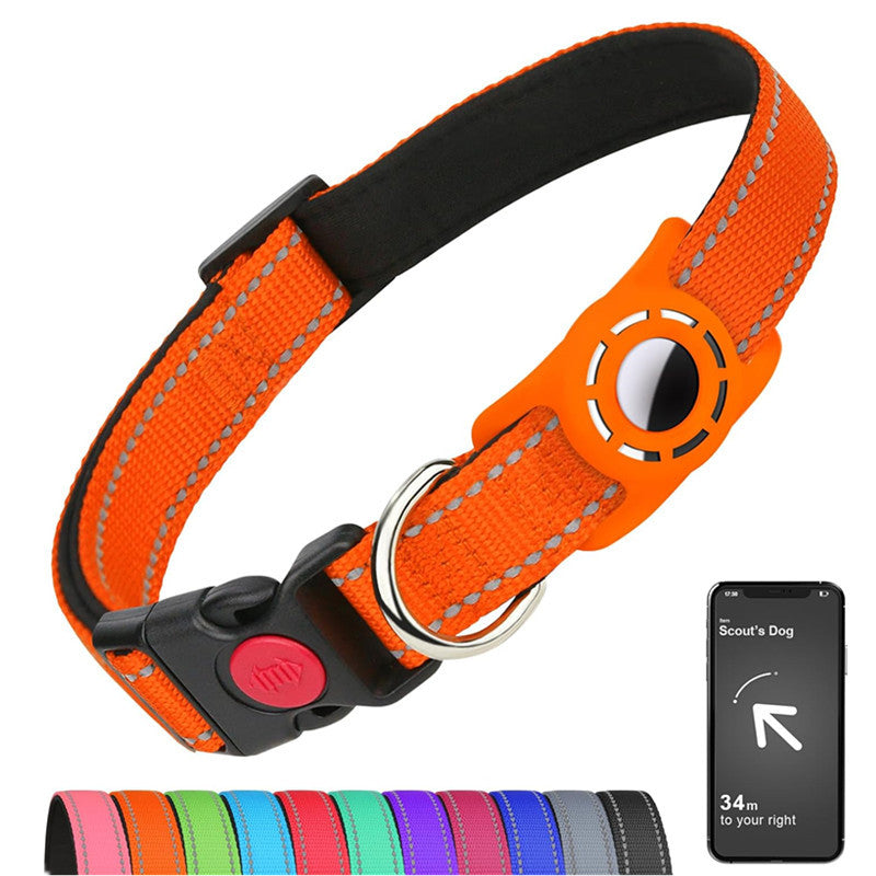 Reflektierendes Nylon-Hundehalsband mit schützender Taucherstoff-Hülle für Tracker