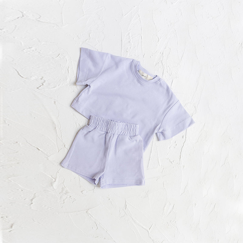 Short Sleeves For Baby And Infants Shorts Set Pure Color Soft Sports T-shirts Two-piece Set