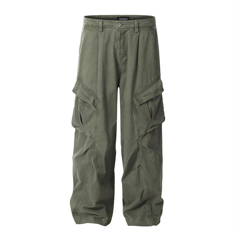 Calças de Homem Estilo "American High Street" de Trabalho com Bolsos e Corte Largo
