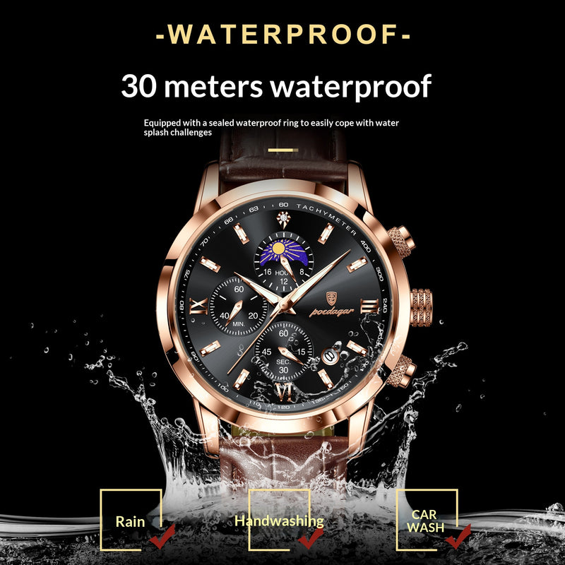 Men's Watch With Moon Phase And Multi-function Chronograph