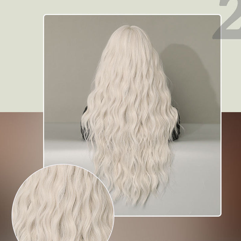 Silberrosa gelockte lange Haare Vollperücke Naturgetreu flauschig Lolita Anime Cosplay