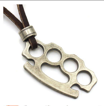 Vintage Boxing Brass Knuckle Pendant Necklace
