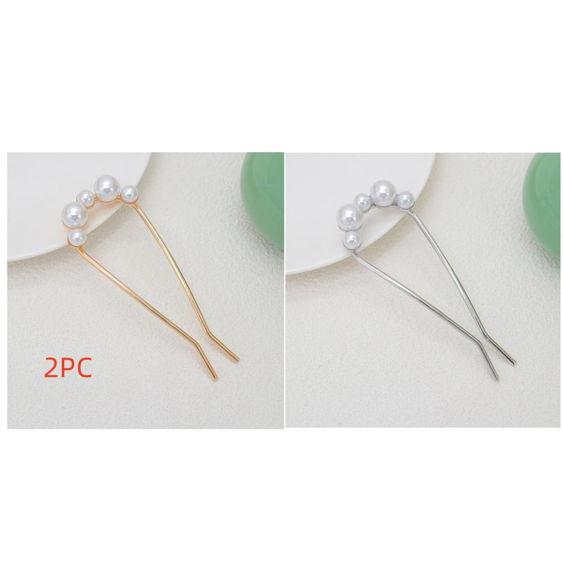 Fashion All-match Simple Pearl U-shaped Hair Clasp