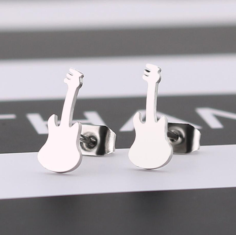 Brincos de cravar com ornamento de violino, estilo europeu e americano, simples e doce, bijuteria transfronteiriça