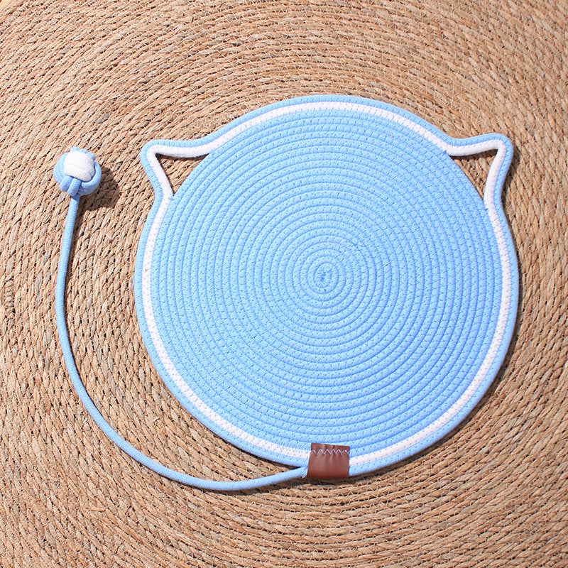Cat Scratch Pad For Indoor Cats Kitten  Round Cat Scratcher Pad, Woven Cotton Rope Cat Scratching Mat, Couch Protector For Wall, Furniture, Carpets, Sofas