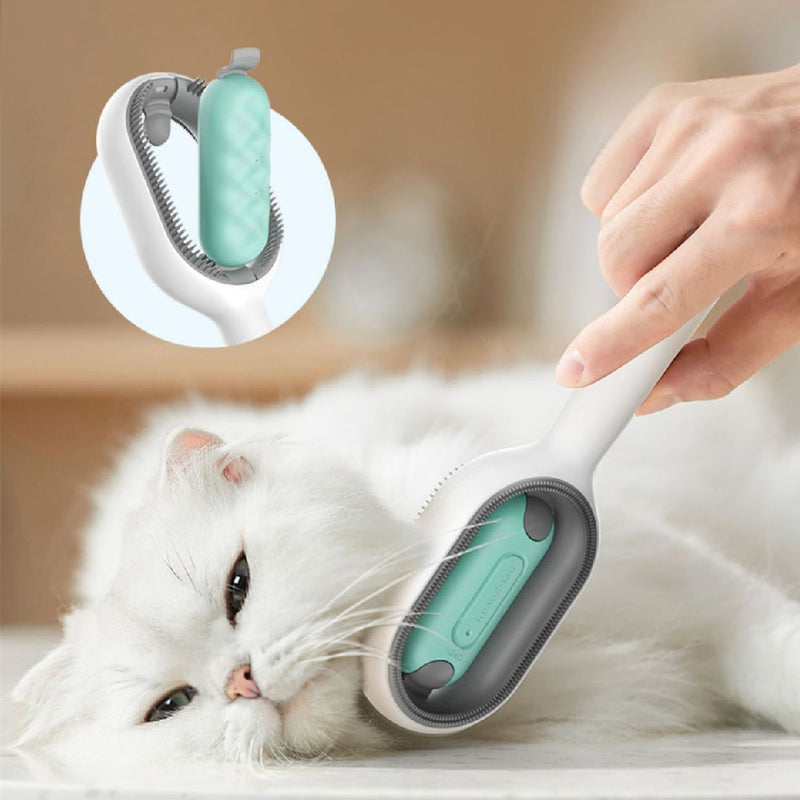 Escova de Higienização para Animais de Estimação, Pente de Remoção de Nós para Cães e Gatos, Escova para Remover Pelos Soltos e Pêlo Morto com Depósito, Acessórios de Limpeza para Animais