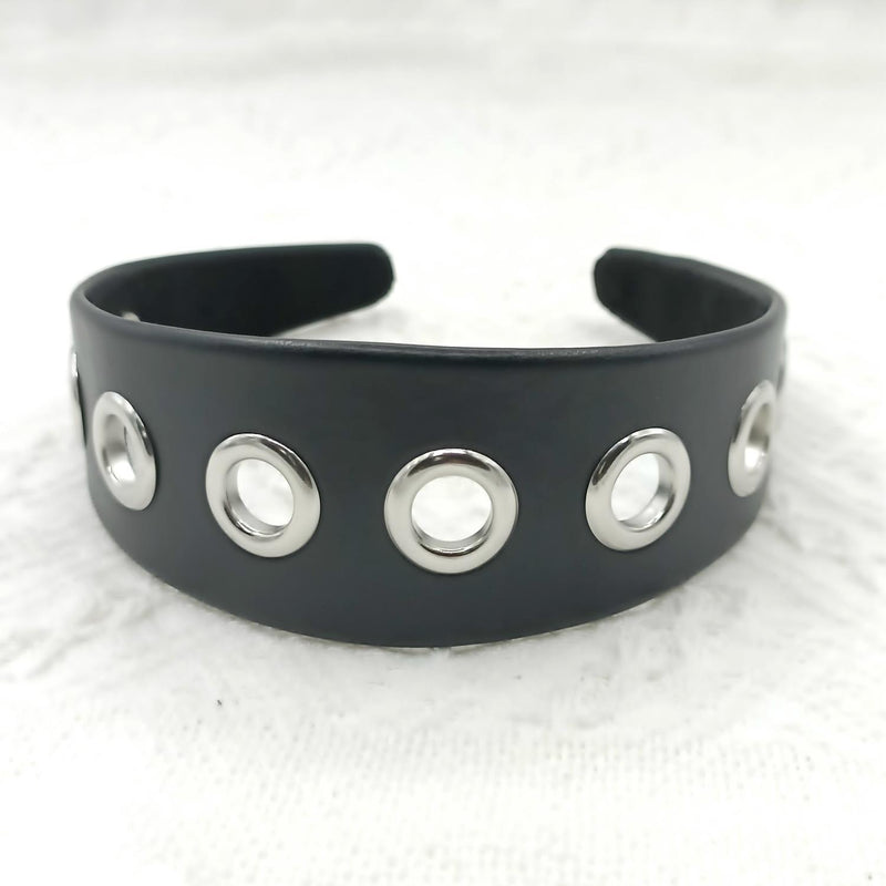 Fashion Large Rivet Punk Style Wide Version Personality Headband