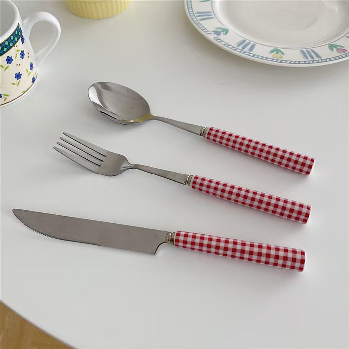 Western Ceramic Tableware High Quality Stainless Steel Handle Spork Dessert Fork Spork Spoon Cutlery