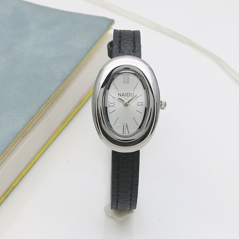 Oval Sub-dial Thin Strap Quartz Watch