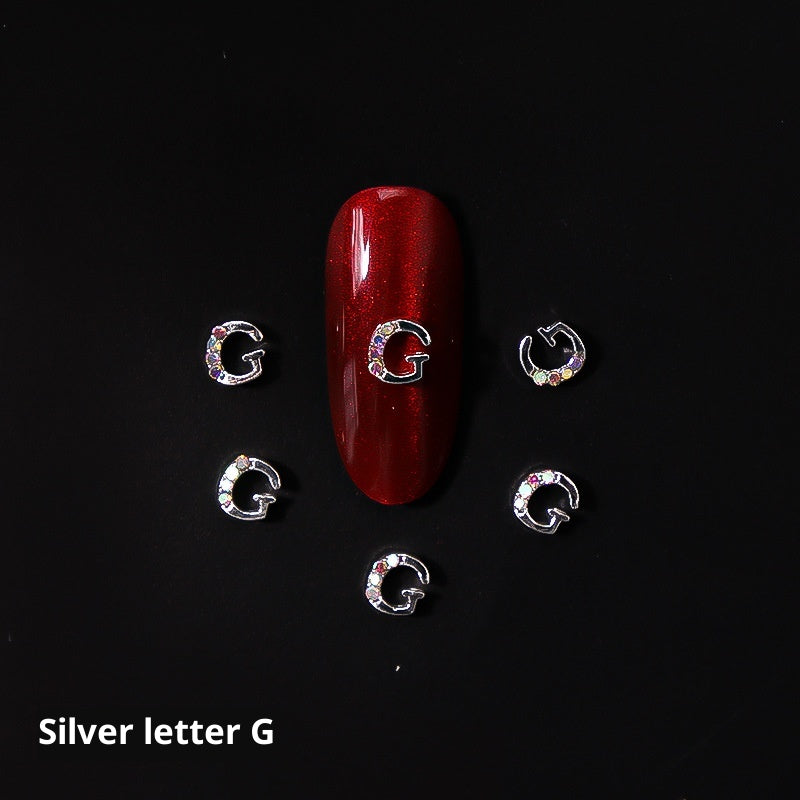26 Letter Alloy Nail Ornament Nail Crystal