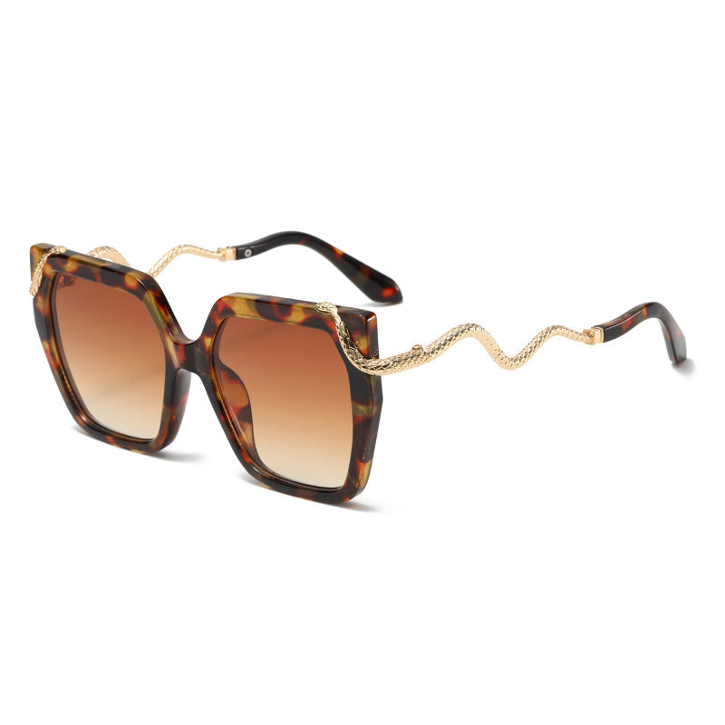 Retro quadratische Sonnenbrille mit Schlangenmuster für einen stylischen Look