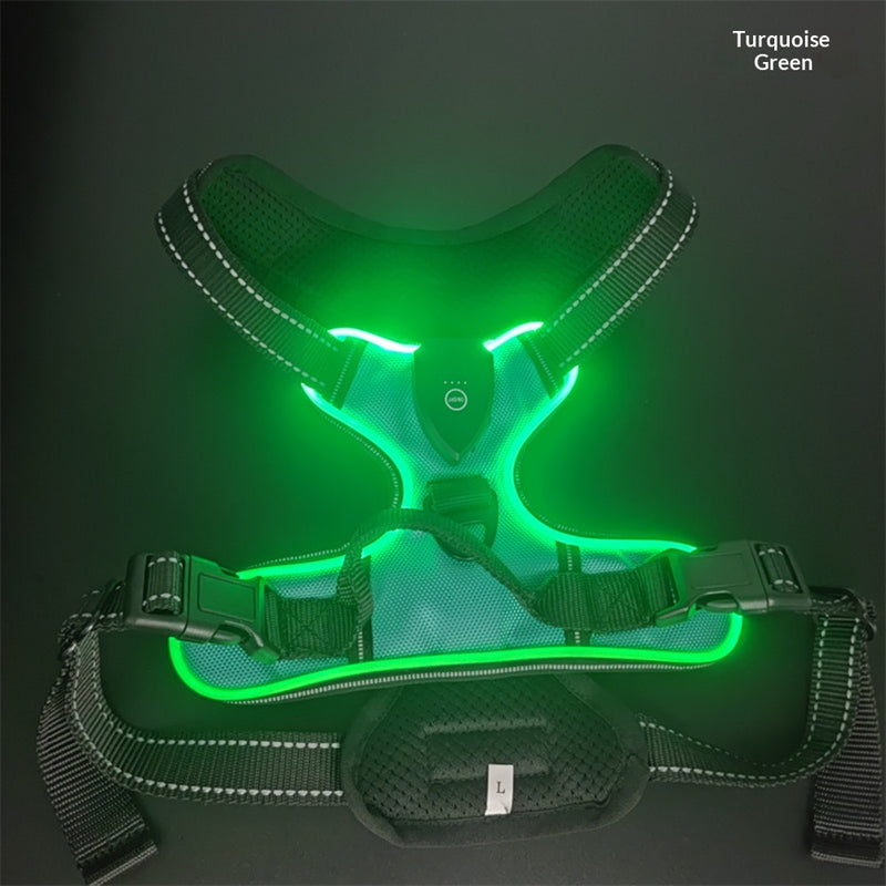 LED Pet Light-Up Harness Nighttime Dog Walking Anti-Collision Adjustable Flashing Vest For Cats And Dogs