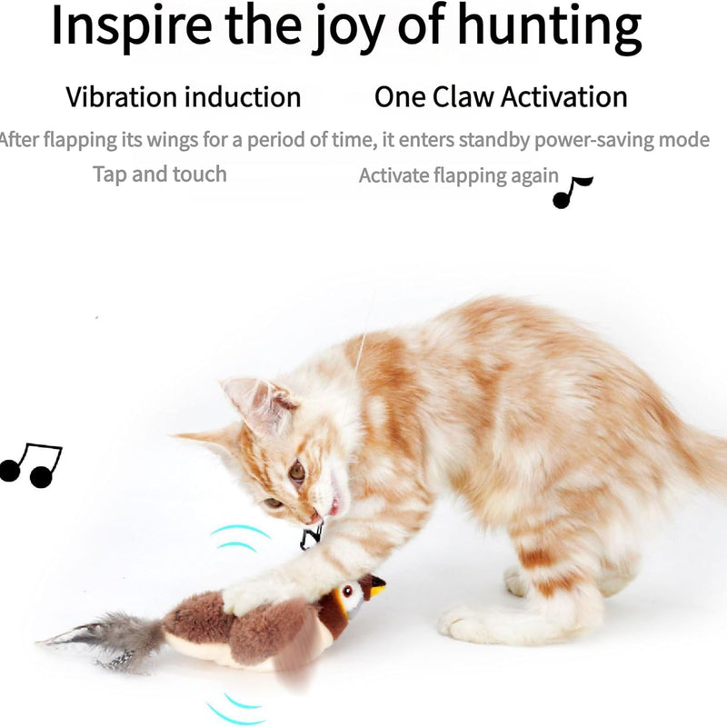 Interactive Chirping Bird Cat Toy, New Flying Interactive Flapping Chirping Bird Cat Toy, Flapping Bird Cat Toy For Indoor Bored Cats, Flapping Bird Cat Toy