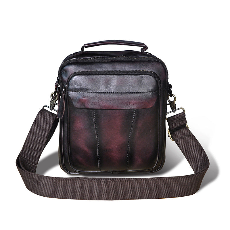 Mala Tiracolo Retro de 8 Polegadas para Homem em Pele Crazy Horse
