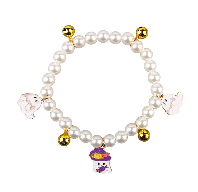 Halloween-Halsband für Katzen mit Perlenketten-Dekoration
