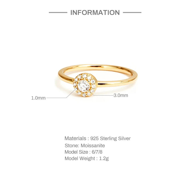 Anel Moissanite de Canto Arredondado Vento Ouro 18K