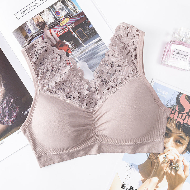Top de alças com renda Fengzhixin para mulher, peça interior de base com costas bonitas e peito envolvido
