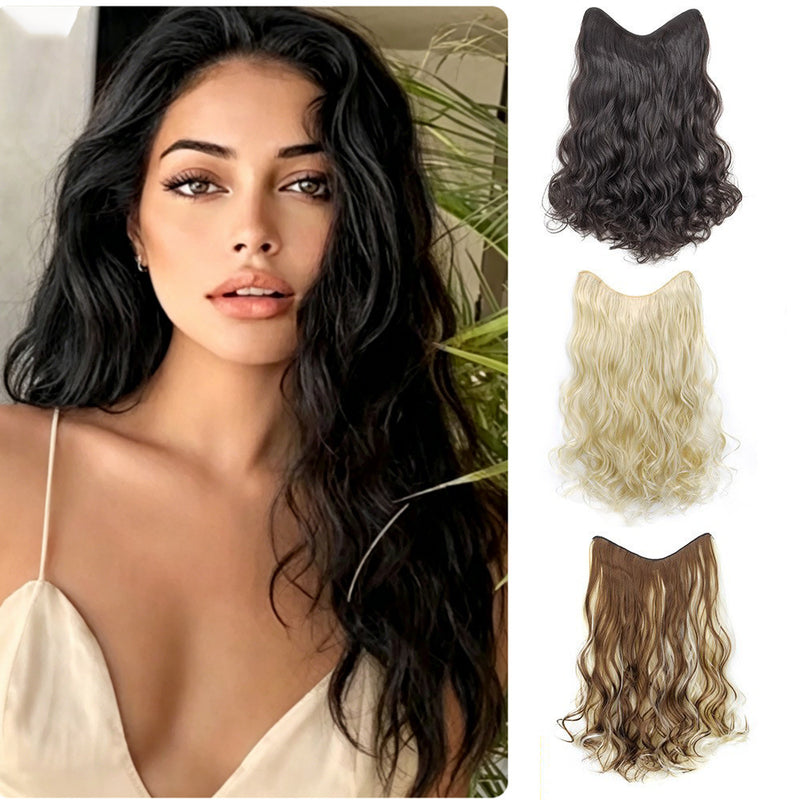 Womens Hair Extension Piece 4-clip One-piece V-shaped Long Curly Extension U-shaped Large Wave