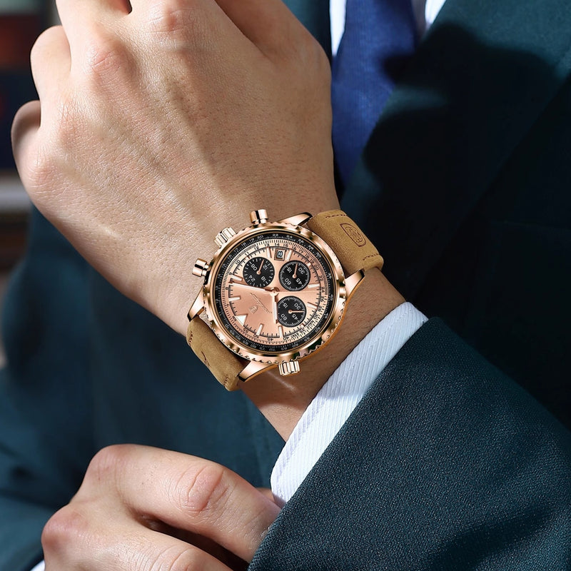 Relógio masculino multifuncional elegante à prova d'água com luz noturna