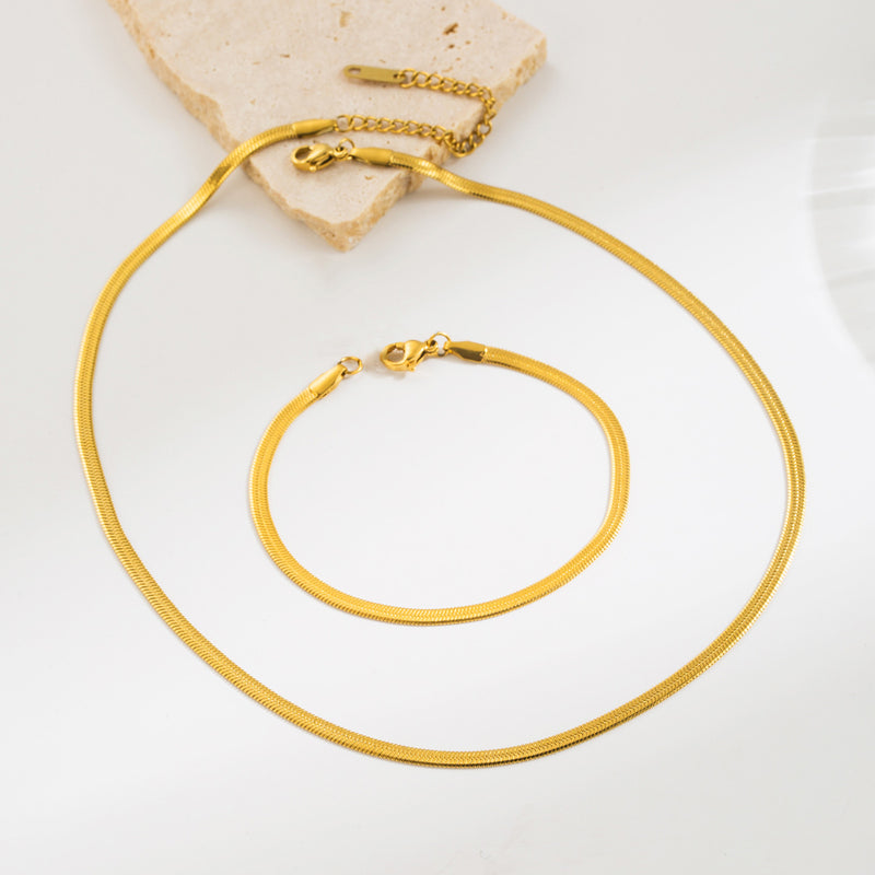 Damenmode Edelstahl Halskette Armband