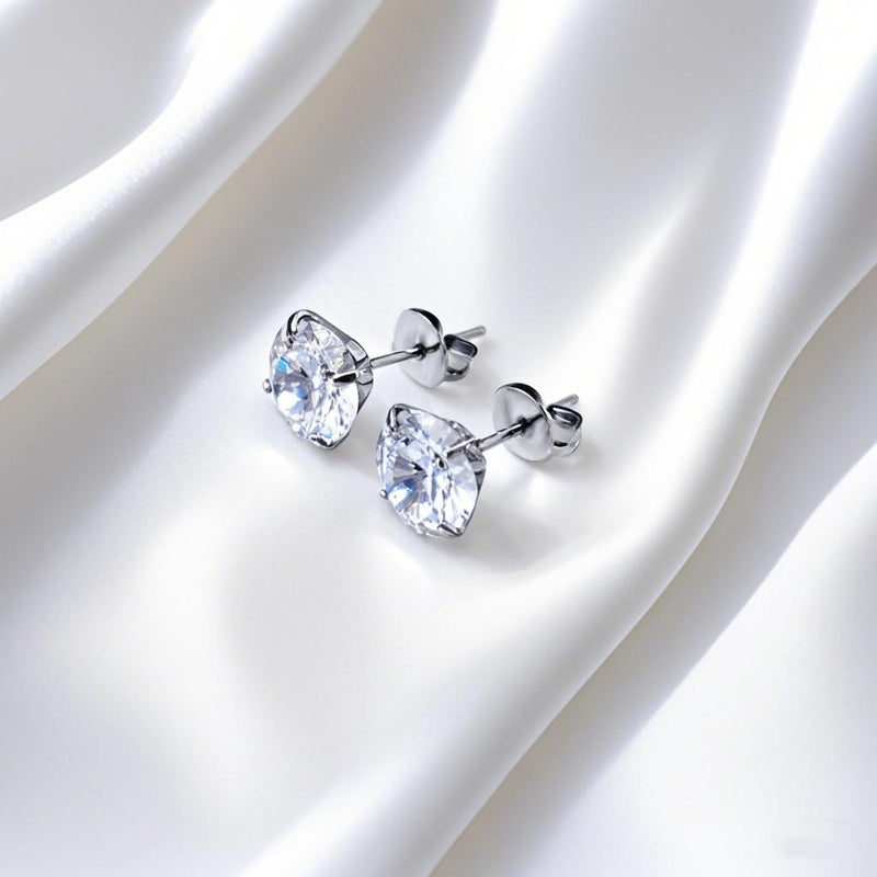 Butterfly Clasp Four-claw Inlaid Zircon Ear Studs