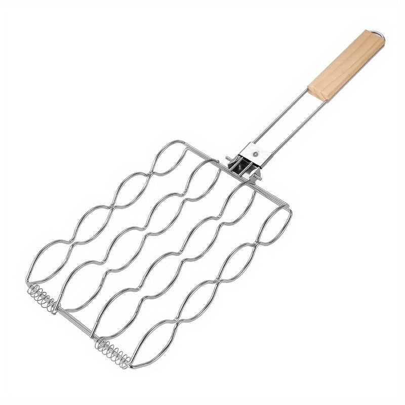 Pinça de Churrasco Anti-queimaduras de Cabo Dobrável Criativo com Galvanoplastia para Cozinha Doméstica e Exterior para Milho e Tostadas