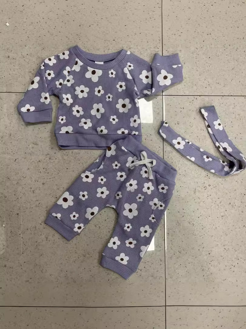 Personality New Waffle Print Sweater Suit