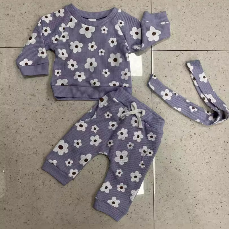 Personality New Waffle Print Sweater Suit