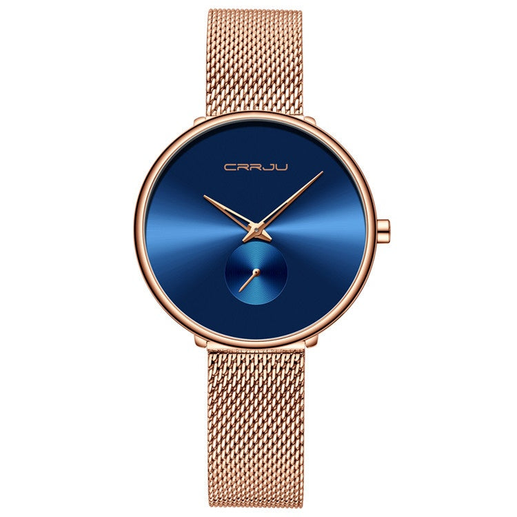 Damenarmbanduhr aus Edelstahl mit schlichtem Mesh-Armband